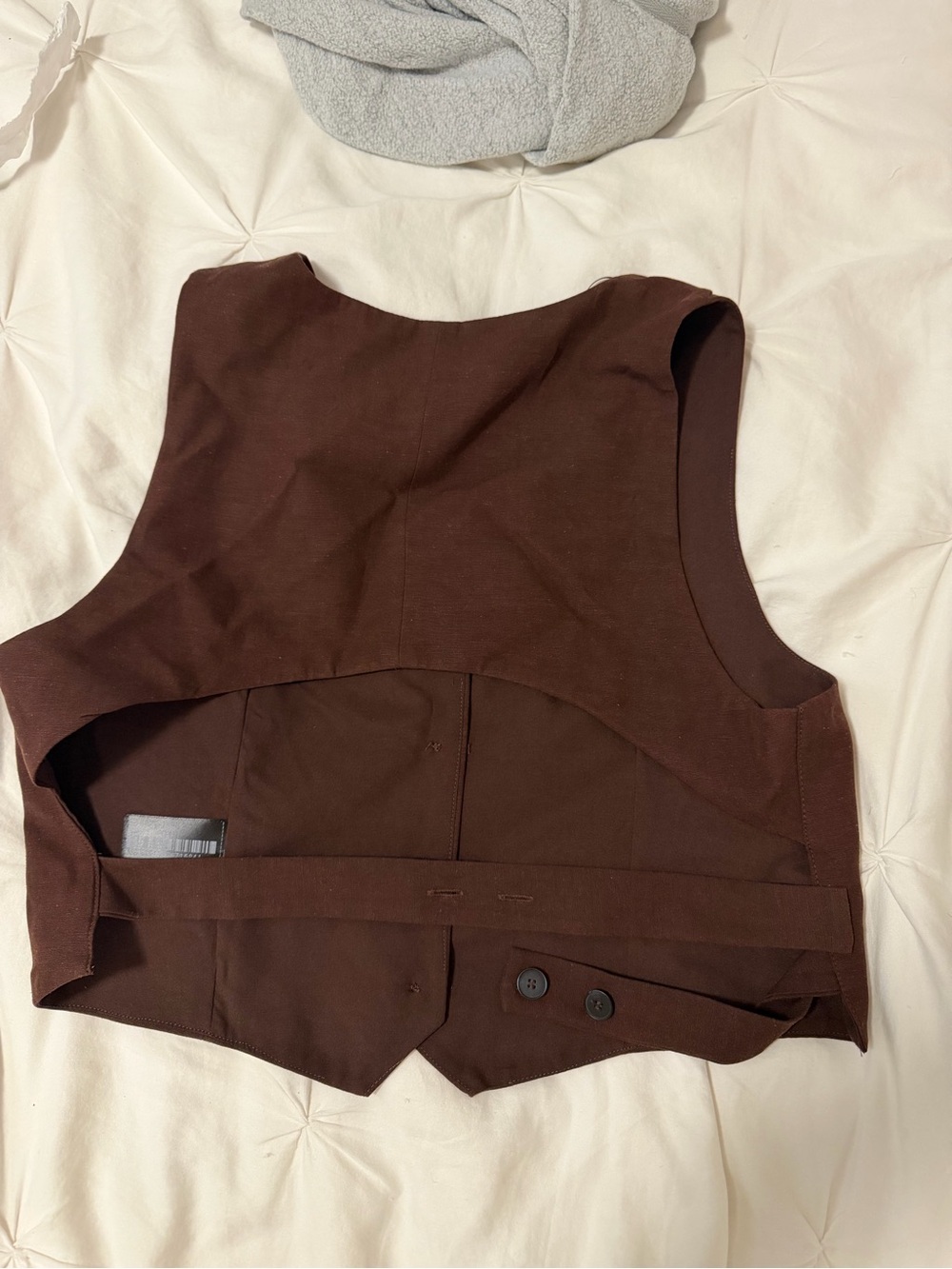 Zara Cutout Back Cropped Vest Top in Dark Brown - Picture 3 of 4